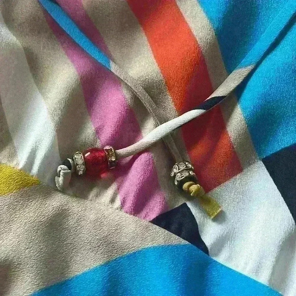 Y2K Vintage Rare Halter Maxi Slip Dress Open Back Flowy Silky Boho Stripe Caché - Picture 8 of 12